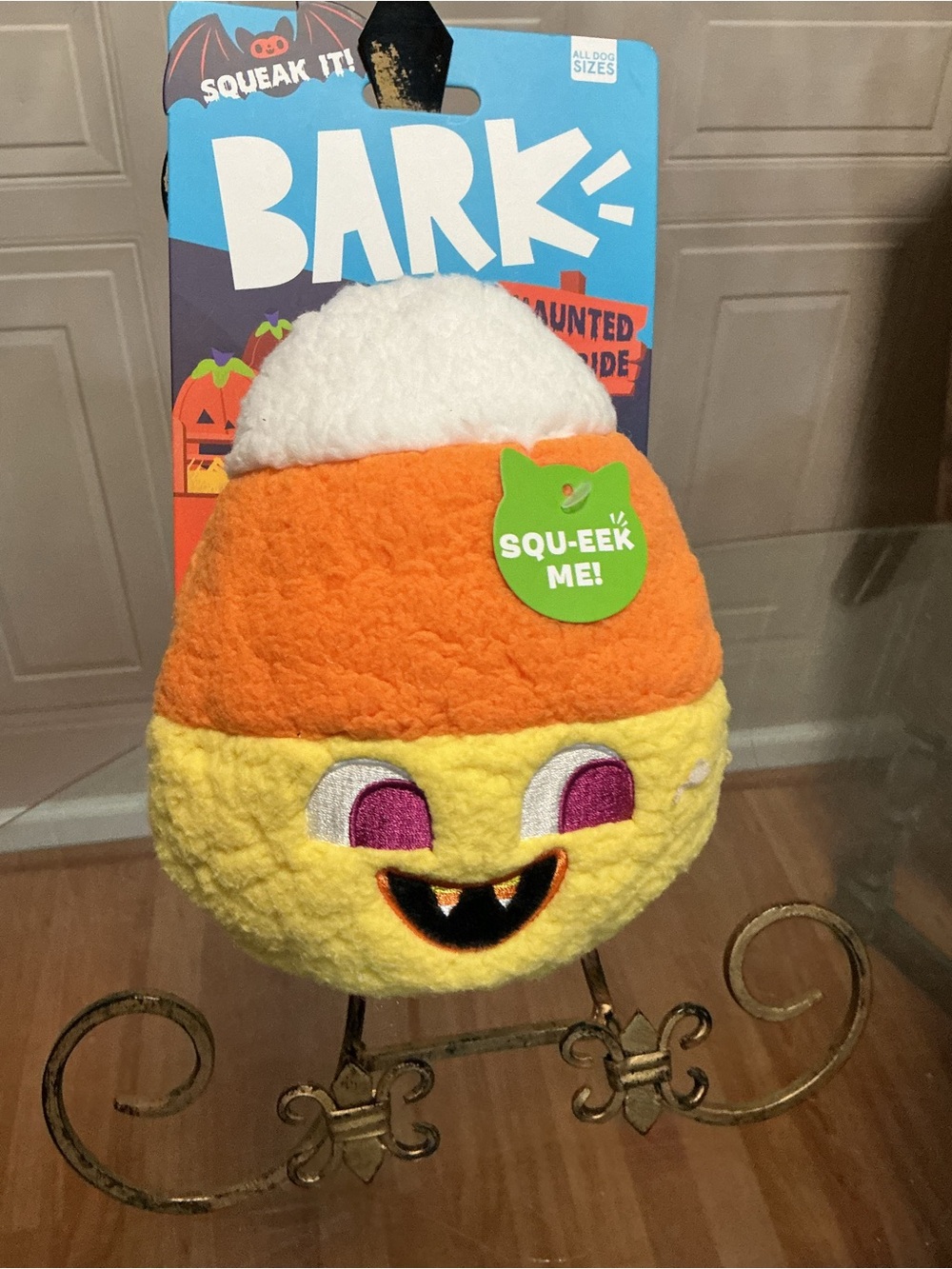 BARK | Halloween Candy Corn Dog Toy Clinker & Squeaker 7โ